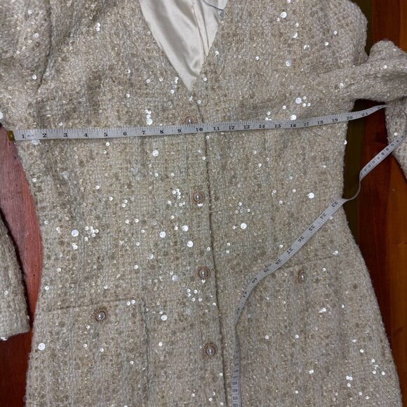 NWT Antonio Melani Classic Daytime Tweed V- Neck Long Sleeve A-line Dress Coat - Picture 5 of 7